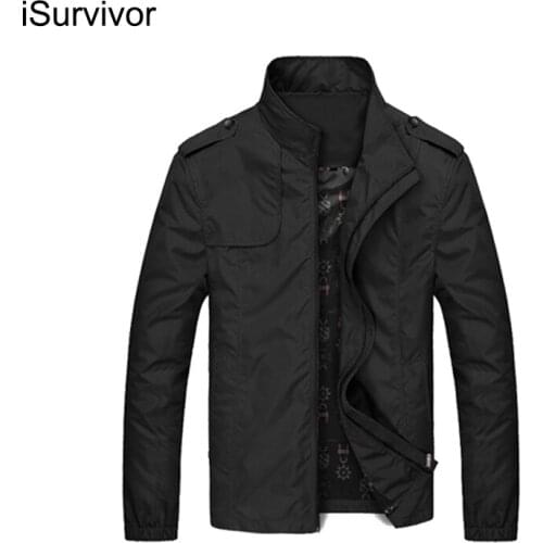 ISurvivor 2021 New Mens Jacket Spring Slim Solid Color Stand Collar Youth Casual Jacket