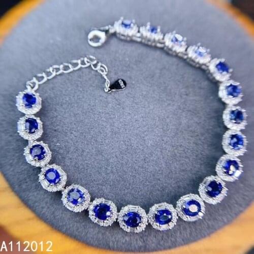 KJJEAXCMY fine jewelry S925 sterling silver inlaid natural sapphire Girl new trendy hand Bracelet Support test Chinese style