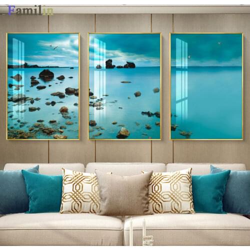 Canvas Painting Blue Sea And Sky Wall Art Nordic Posters And Prints Seascape Home Decoration Pictures For Living Room/Art Print