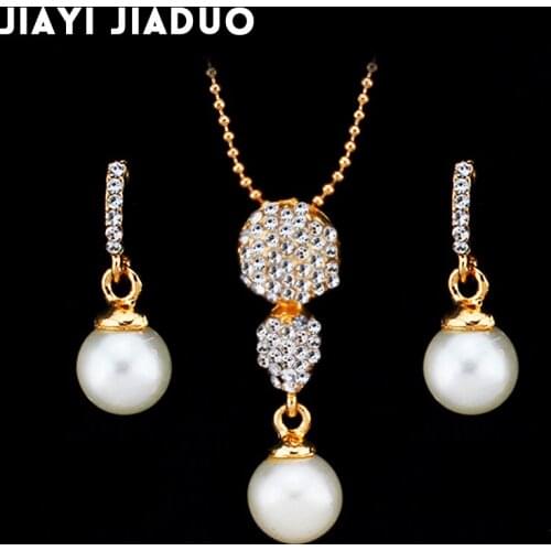 Jiayijiaduo Jewelry Set For Woman Long Necklace Pendant Crystal Earrings Wedding Jewelry Gift dropshipping