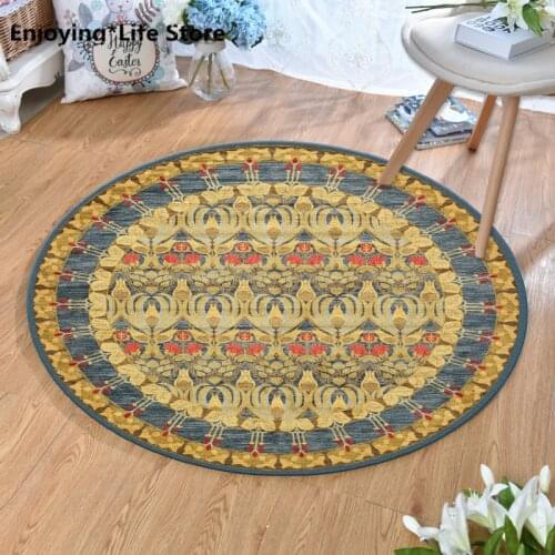 Living Room Bedroom Carpet Fashion Retro Round Sofa Coffee Table Cushion Home Bedside Simple Turkish Style Washable Carpet
