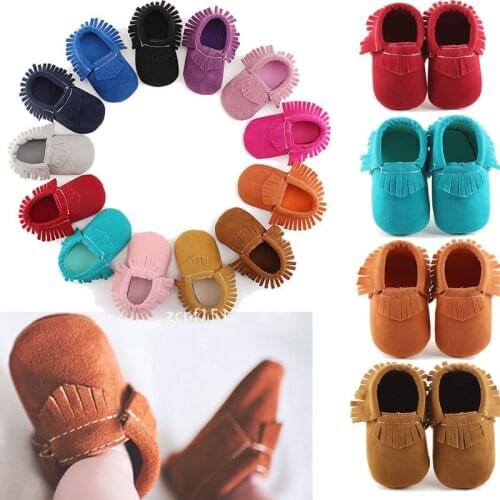 Newborn Baby Boy Girl Leather Tassel Flat Shoes Infant Toddler Prewalker