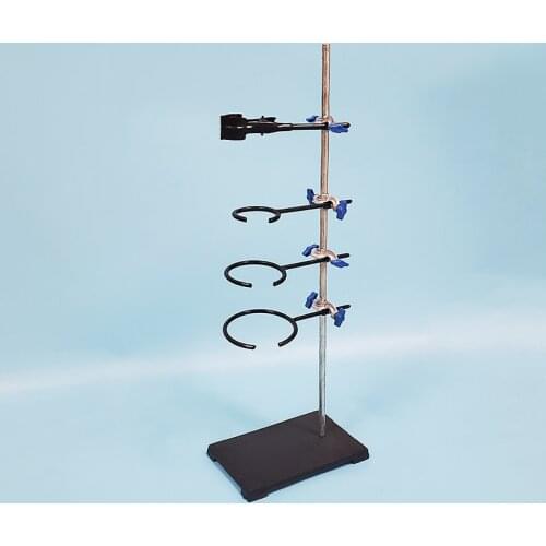 Laboratory iron stand,Complete set with base,Hardcore,3 cross clips,Big, middle and small three circles,Flask clamp