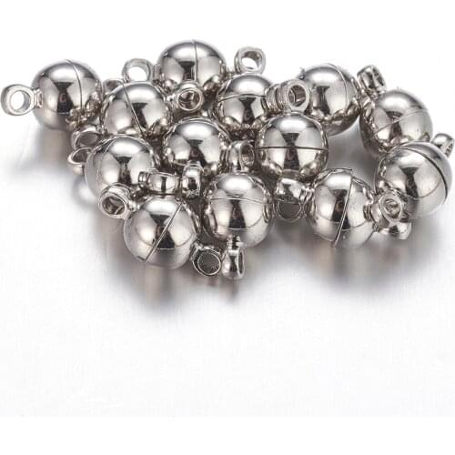 Brass magnetic clasps, nickel free, round, Metal, 11.5x6mm, hole: 1.2mm