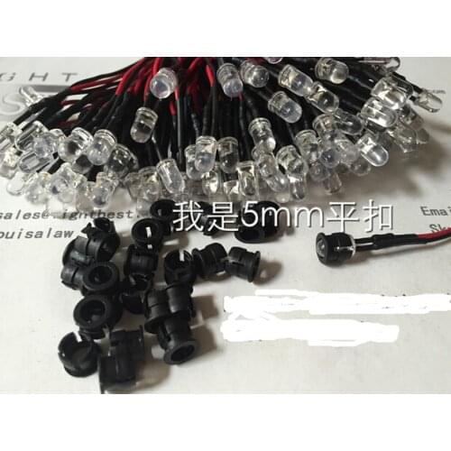 MIX 50pcs 12v LED RED/GREEN Flashing 5mm pre wired with black plastic mounting
