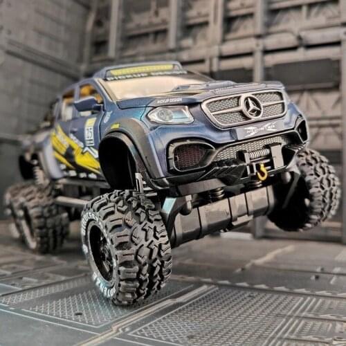 1:28 Benzs X-Class Exy 6*6 Tyre Modified Car Off-Road Vehicle Alloy Car Model Diecasts Metal Toy Car Model Collection Kids Gift