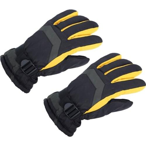 Men Winter Waterproof Snowboard Gloves Contrast Color Plush Lined Warm Mittens X5XA