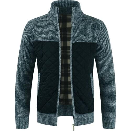 New Mens Sweaters 2020 Autumn Winter Warm Knitted Sweater Jackets Zipper Cardigan Splice Coats Male Clothing Casual Knitwear