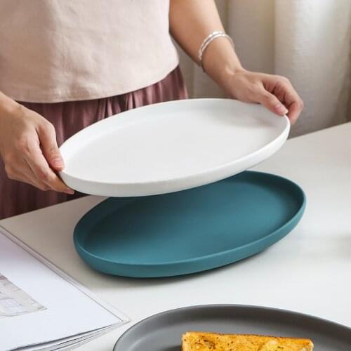 New Nordic Style Breakfast Plate Creative Elliptical Ceramic Plate Western Dining Bowl Fruit Salad