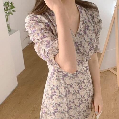 2020 New Summer Women Dress High Waist Casual Loose Bohemian Long Dress Female Vintage V-Neck Chic Chiffon A-Line Dress Vestidos