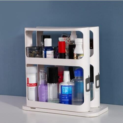 Spice Organizer Rack Multifunction Bathroom Rotating Storage Shelf 2-Layer Slide Kitchen Cabinet Organizer Food Jar Storage Rack