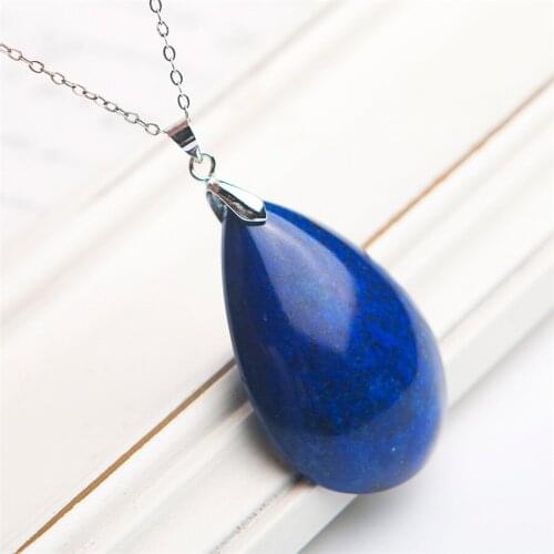 Genuine Natural Lapis Lazuli Pendant Bead Deep Blue Water Drop Shaped 41*28*10mm Trendy Women Necklace Popular Stone Bead