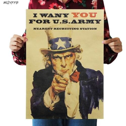 Uncle Sam Kraft Paper Poster Home Room Decoration Painting Core 50.5x35cm