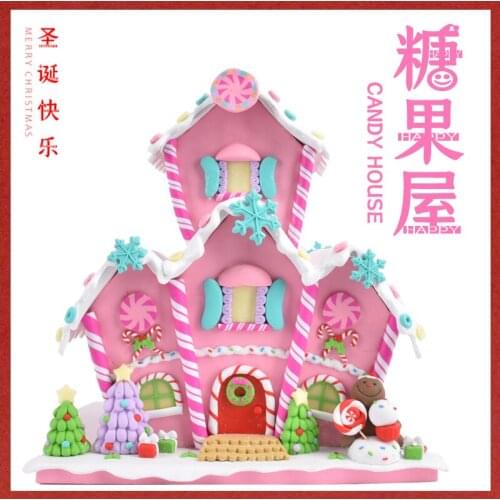 Christmas window scene bread soil big candy house decoration with lights cake house decoration childrens birthday gift props