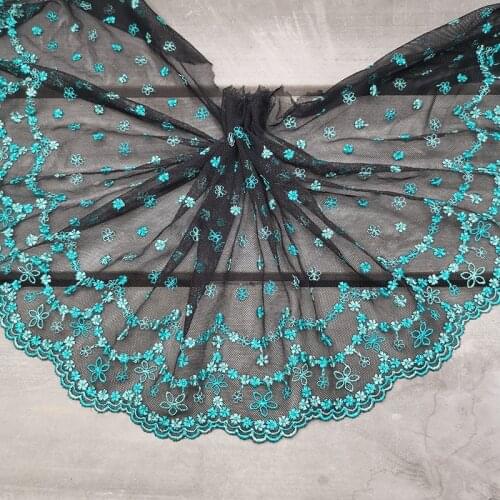2Meters Green Flower Black Mesh Lace Trim Dolls Dress Bra Underwear Clothes Accessories Sewing Applique Lingerie Laces Fabrics