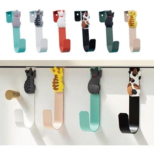 Cute Door Hanging Hook Punch Free Back Door Hanger Coat Hat Bags Storage Holder Towel Key Scarf Shelf