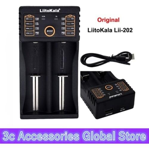 LiitoKala Lii-202 USB Intelligent Battery Charger with Power Bank Function for Ni-MH Lithium for 18650 26650 18350 14500 lii202