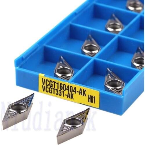 VCGT160402-AK H01 Carbide Inserts VCGT160404-AK H01 Aluminum Cutting Tool VCGT160408-AK H01 CNC Lathe Tool External Turning Tool
