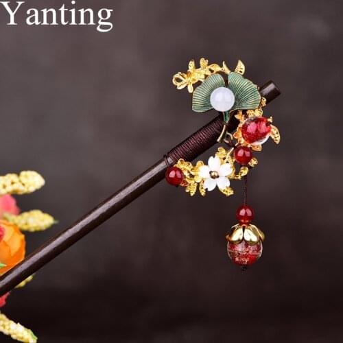 Yanting Luxury Hair Jewelry Palace Wedding Accessories Ethnic Handmade Hair Stick Natural Stones Head Jewelry Hairpin Gift 0106
