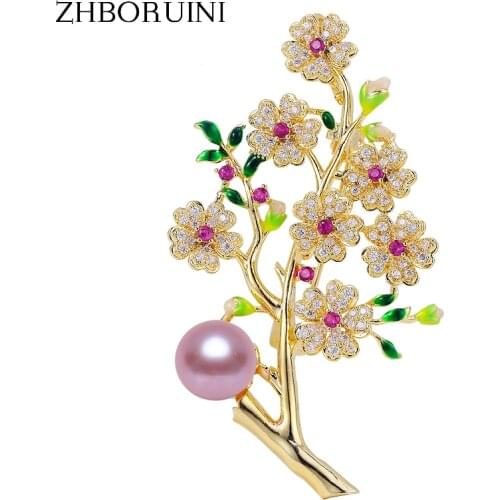 ZHBORUINI Fine Jewelry Natural Freshwater Pearl Brooch Non Fading Plum Blossom Brooch Pins Pearl Jewelry Women Superior Quality