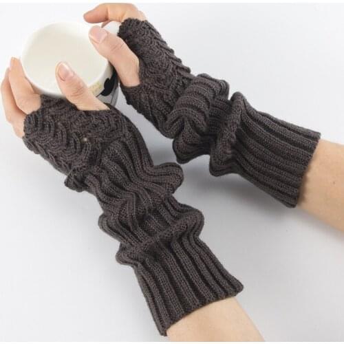 Winter Fingerless Mitten Long thermal Knitted Mittens Stretchy Knit Mittens Women