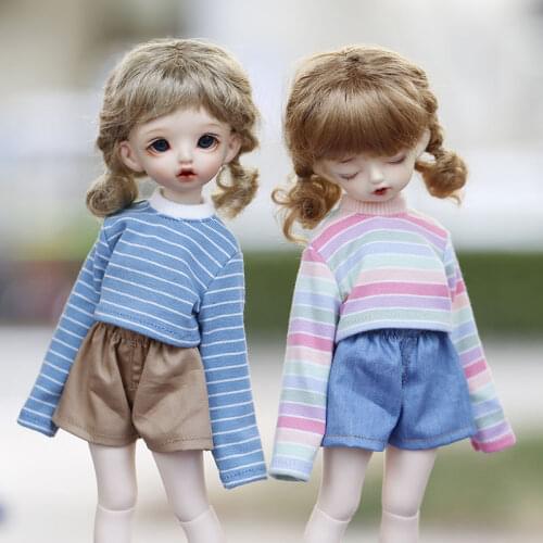 1/6 BJD Baby casual long sleeve striped T-shirt lace jeans everyday style doll clothes Doll accessories