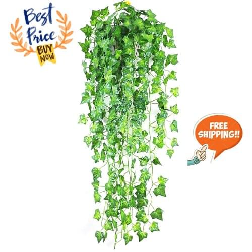 1pcs 2.1M Home Decor Artificial Ivy Leaf Garland Plants Vine Hanging Ivy Leaves Fake Foliage Flowers Creeper Green Ivy Wreath