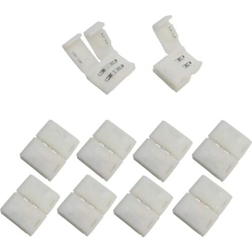 2PIN 8MM FPBC Solderless Connector Adaptor for IP20 Non-Waterproof 2835 3528 Single Color Led Strip Connector Clip Converter