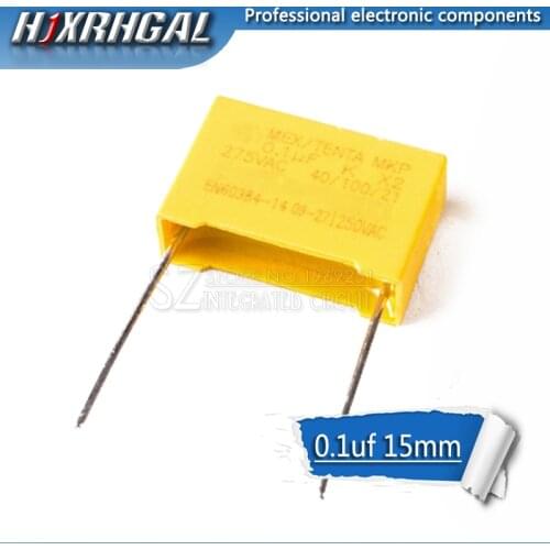 20pcs 100nF capacitor X2 capacitor 275VAC Pitch 15mm X2 Polypropylene film capacitor 275V 0.1uF hjxrhgal