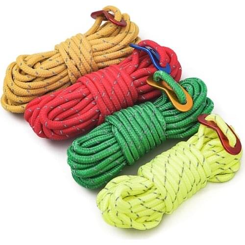 4m Durable Nylon Rope Adjustment Buckle Reflective Outdoor Camping Pull Windproof Reflective Rope Awning Tent Accessories Strong