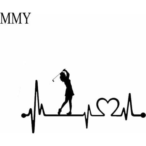8"*4.25" Lady Golfer Ladies Golf Heartbeat Lifeline Decal Sticker Bag Driver Putt