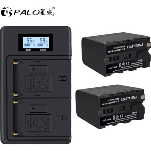 2Pcs 7200mAh NP-F970 NP F970 Power Display Battery+1 LCD faster Dual Charger for SONY F960 F550 F970 F570 CCD-RV100
