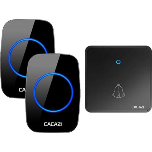 CACAZI Home Wireless Doorbell Waterproof 300M Remote 60 Chimes CR2032 Battery Transmitter Night Light Receiver US EU UK Plug