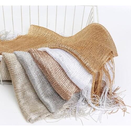 Glitter Lurex Polyester Scarf Plain Tassel Shawl Plain Long Shimmer Scarves Muslim Women Hijab Female Festival Headband Stoles