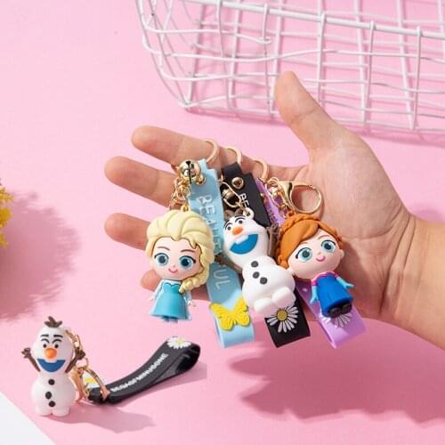 Disney Princess Keychain Frozen Elsa Anna Action Figure Toys Dolls Keychain Cute Cartoon Car Bag Pendant Kids Girl Gifts Keyring