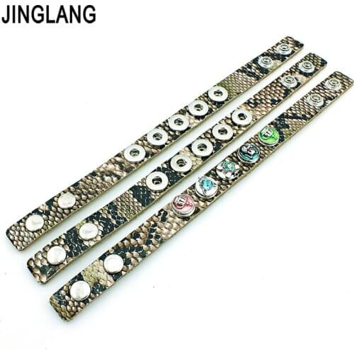 JINGLANG Brand New Fashion Interchange 12mm Snap Button Roughness Leather Cuff Bracelets Jewelry Free Shipping