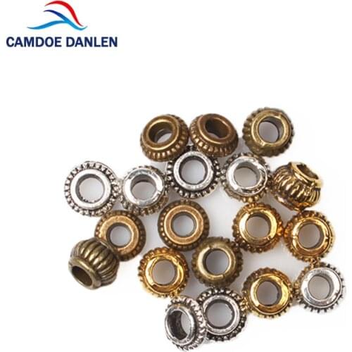 Zinc Alloy Beads Tibetan Silver Round Wheel Metal Spacer Beads Diy Charm Bracelet for Jewelry Making Accessories Wholesale