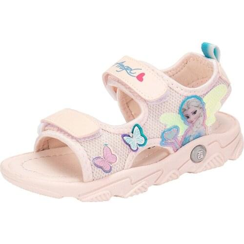 Disney Girls Sandals Frozen Summer Kids Shoes Light Soft Flats Baby Girls Sandals Infant Casual Beach Children Shoes Outdoor