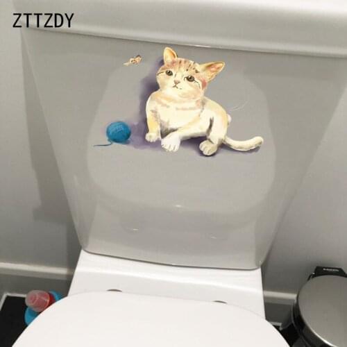 ZTTZDY 22.5*14.2CM Little Cat Wall Sticker Toilet Decal Children Room Home Decor Modern Art T3-0261
