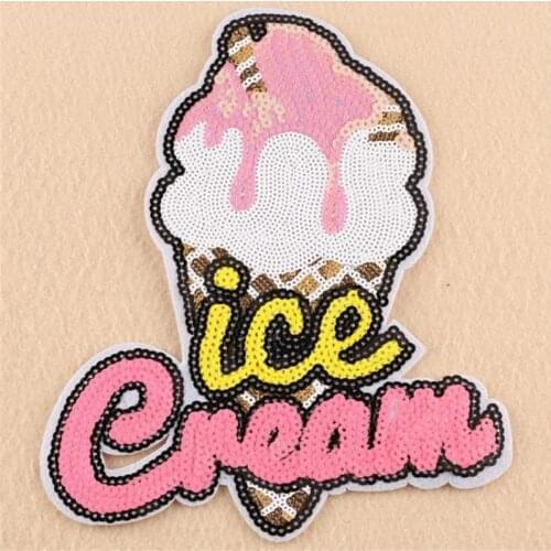 T shirt Women flower patch sequins Ice cream deal with it biker patches for clothing cute stickers 3d t shirt mens free shipping