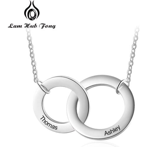 Personalized Name Necklace Double Circle Custom Necklace Mother Daughter Necklaces Stainless Steel Jewelry (Lam Hub Fong)