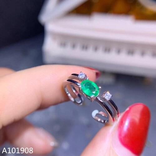 KJJEAXCMY boutique jewelry 925 sterling silver inlaid natural emerald female ring support detection beautiful jewelry