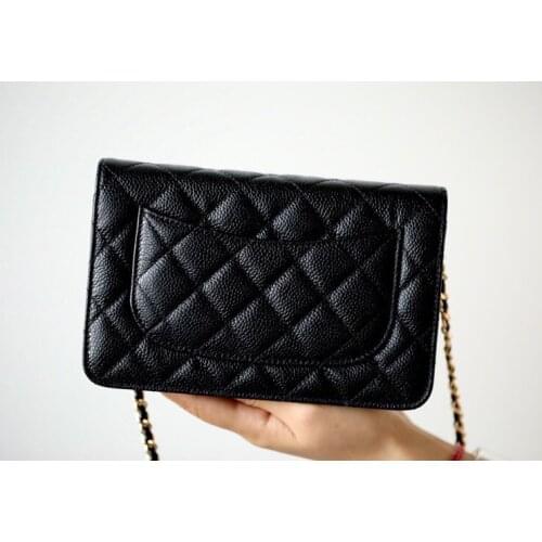 Classic Fashion Ms Woc Diagonal span Shoulder span Chain Caviar Lambskin Calfskin Leather Wallet Multiple colour Free shipping