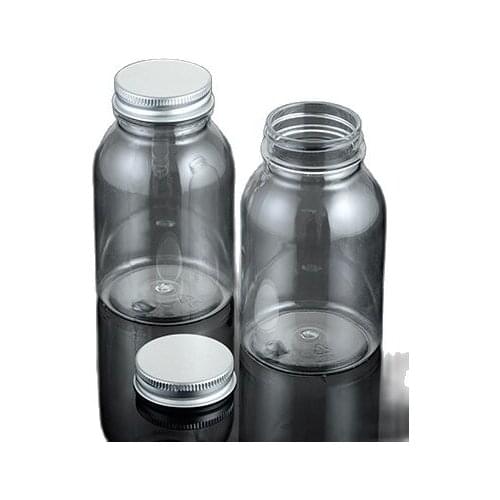 220ML PET round transparent bottle or toilet water botter bottle bath salt bottle with silver lid