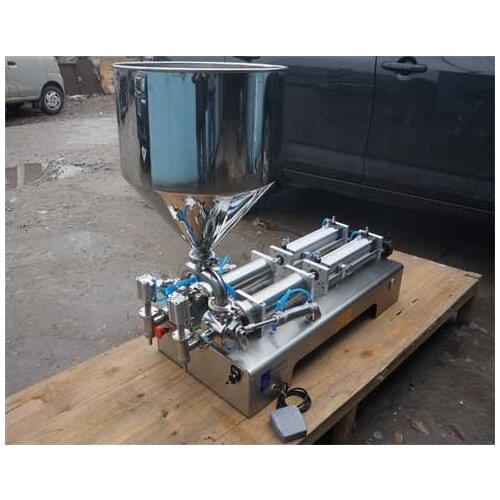 Food Paste filling machine Double nozzle large hopper Rotary Valve range 50-500ml quantitative filling and packaging equipment