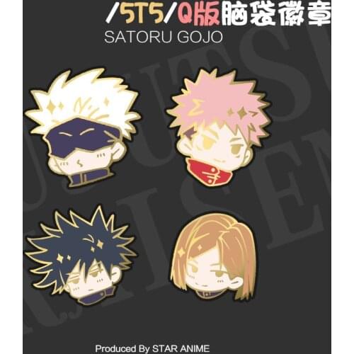 Anime Jujutsu Kaisen Kugisaki Nobara Gojo Satoru Q Version Metal Badge Button Brooch Pins Collection Medal Pendant Souvenir Toy