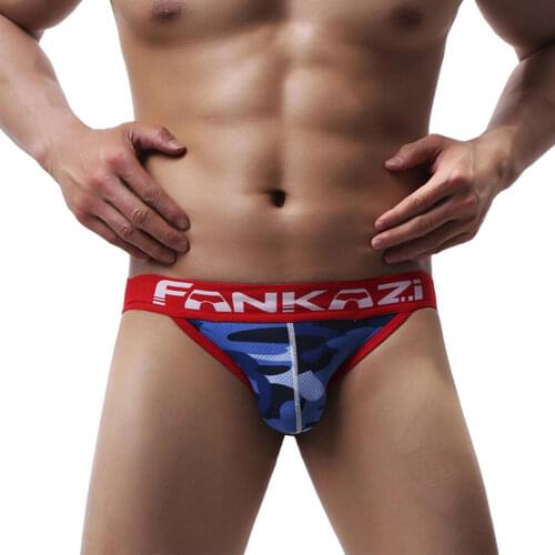 Mens Sexy Briefs Breathable Net Camouflage Print Low Rise Bulge Pouch Open Butt Jockstrap Thong Briefs Underwear Male Nightwear