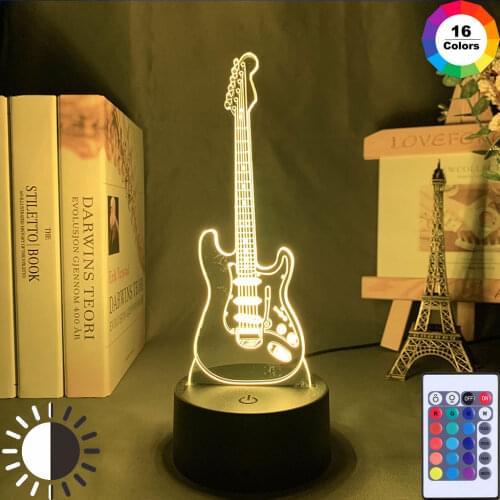 Musical Instrument Baby Night Light Led 7 Colors Changing Bedroom Decor Light Guitar Gift for Kids Girls Table Usb 3D Lamp Bass