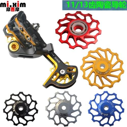 MTB Road Bike Ceramic Pulley Alloy Rear Derailleur 11T 13T Guide Bike Ceramic Bearing Jockey Wheel for Shimano Sram