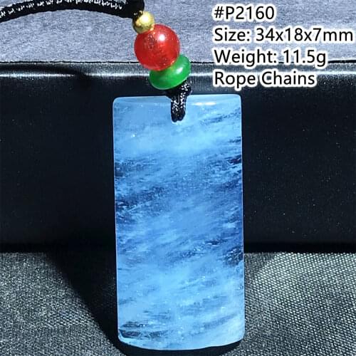 Top Natural Ocean Blue Aquamarine Pendant Jewelry For Women Lady Man Healing Gift Crystal Beads Reiki Gemstone Rope Chains AAAAA